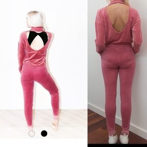 Nwot backless YEAR Of OURS velvety pink luxury Velour tracksuit s